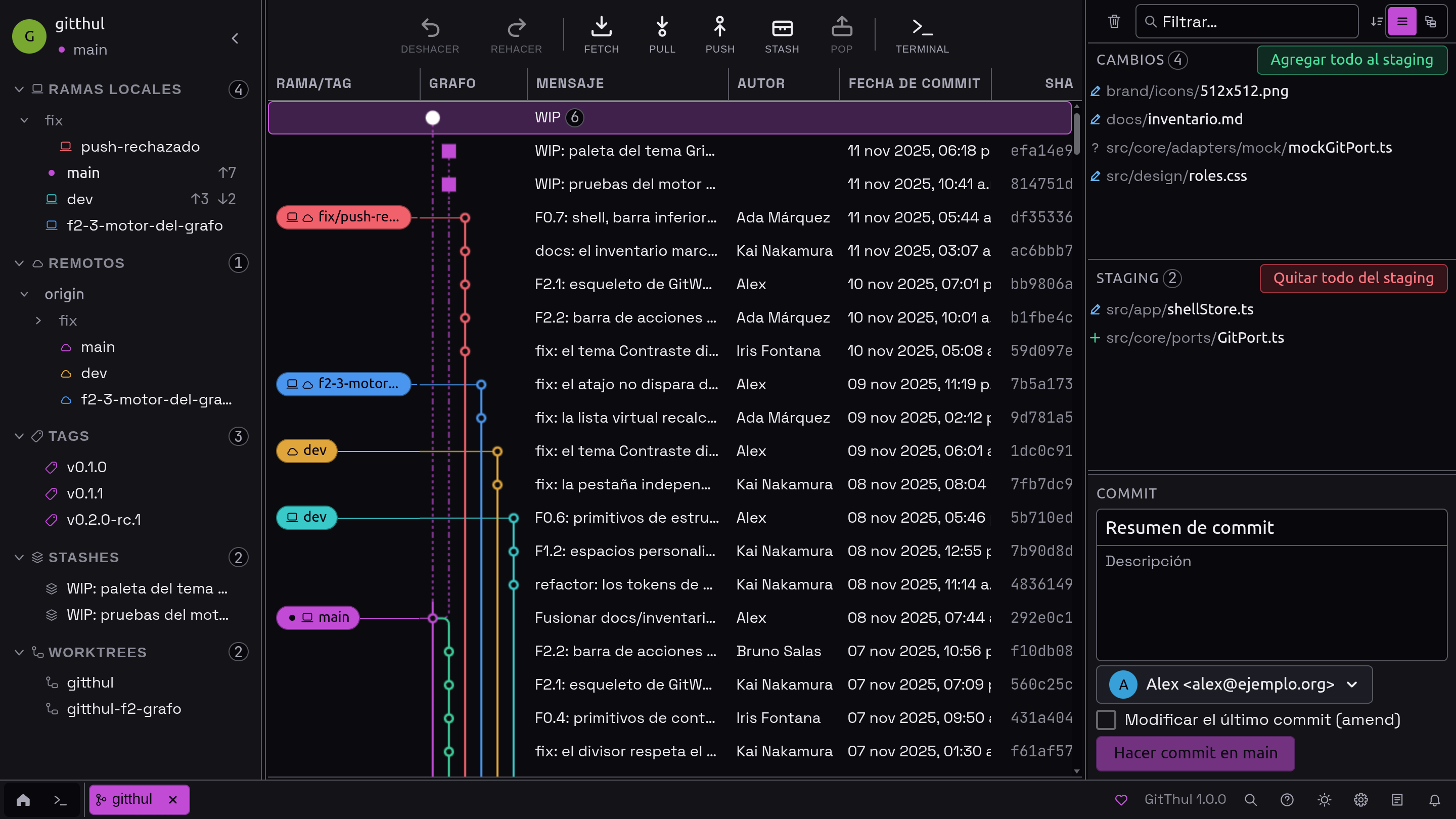 Commit-Historie und Staging in GitThul
